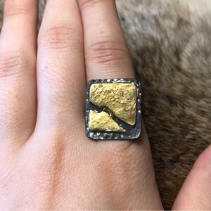 Vintage Sterling silver Korean Keum-Boo gold overlay ring